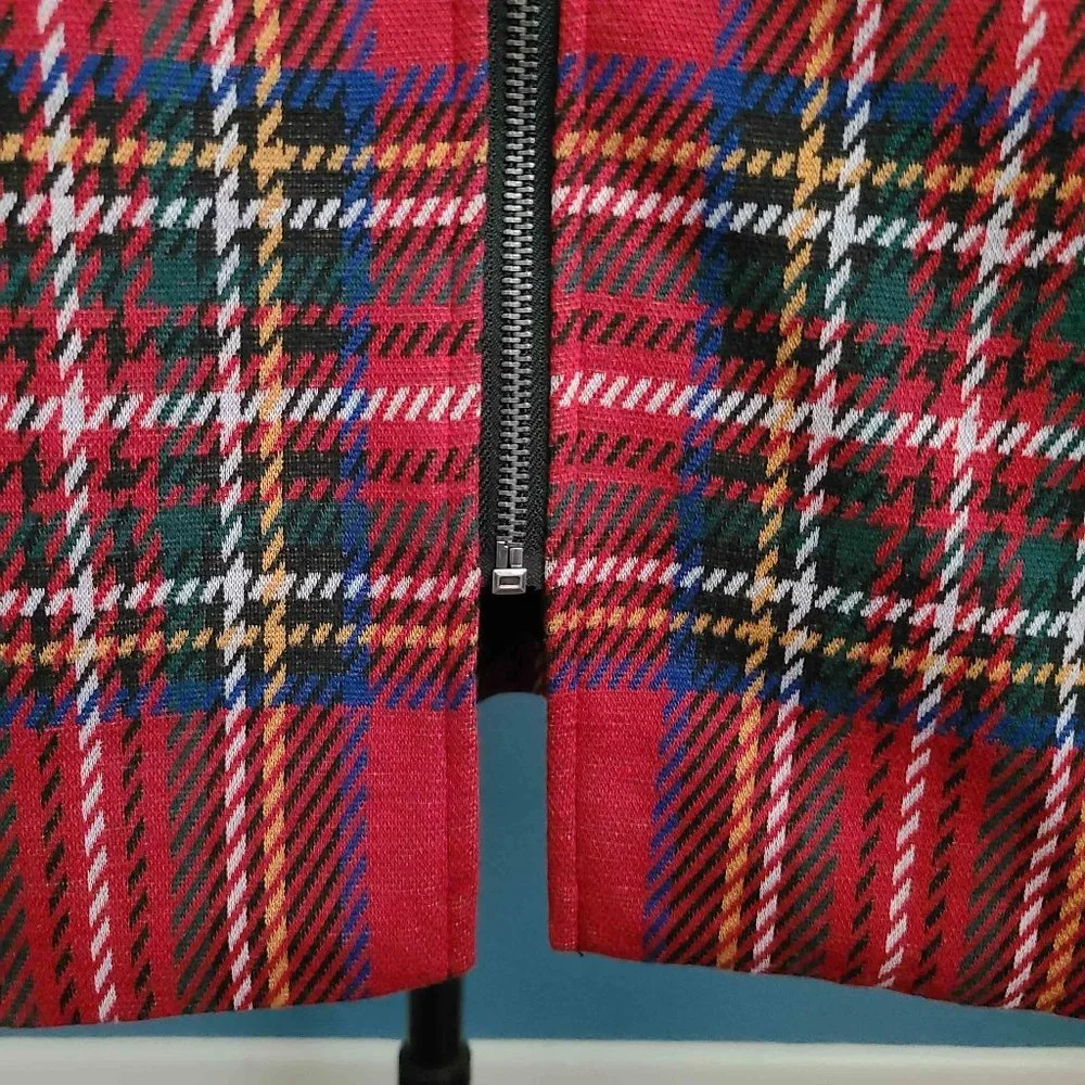 SANCTUARY ~ Red Plaid CITY Longline Bomber Jacket ~ XL (JR) | L (W) - Picture 9 of 12